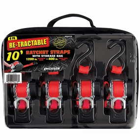 4-Pack 1.200lb Re-Tractable Ratchet Straps