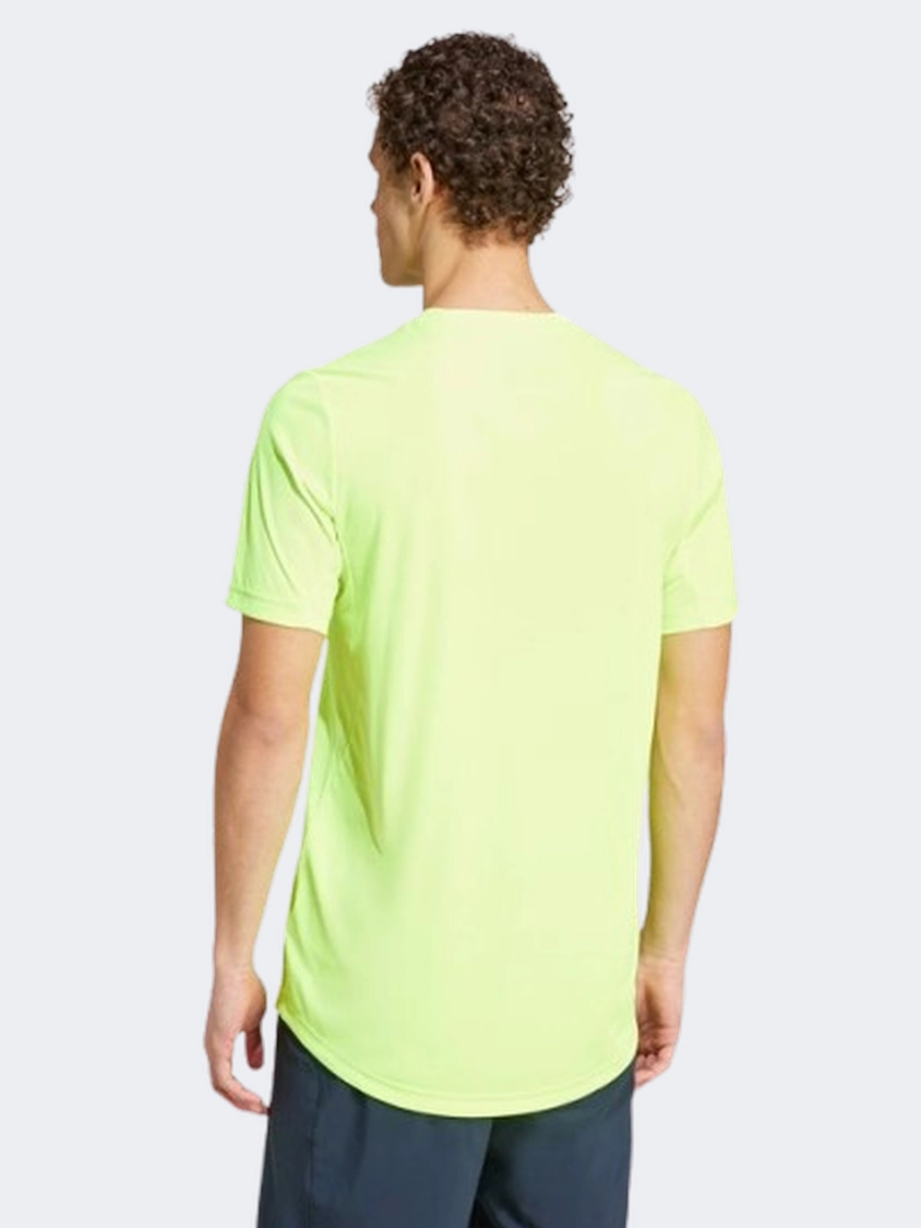 Adidas Club 3 Stripes Men Tennis T-Shirt Lucid Lemon