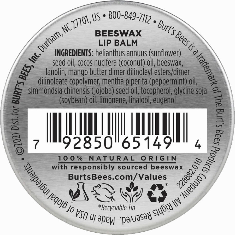 Beeswax Moisturizing Lip Balm Tin 0.3 oz