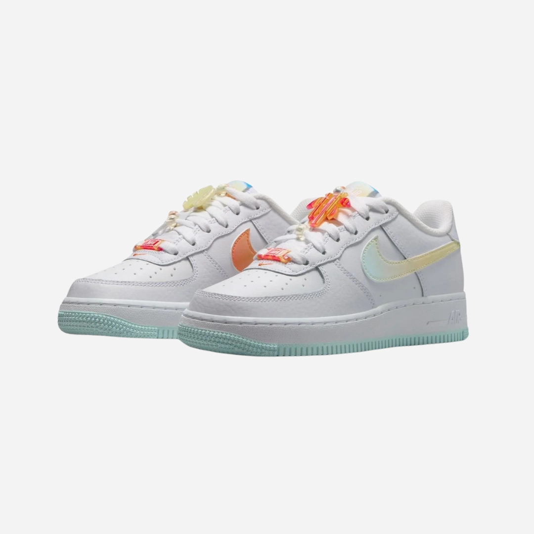 gradeschool nike air force 1 low lv8 (white/multi color)