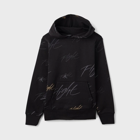Jordan Juniors All-Over Print Pullover Hoodie Black / Gold
