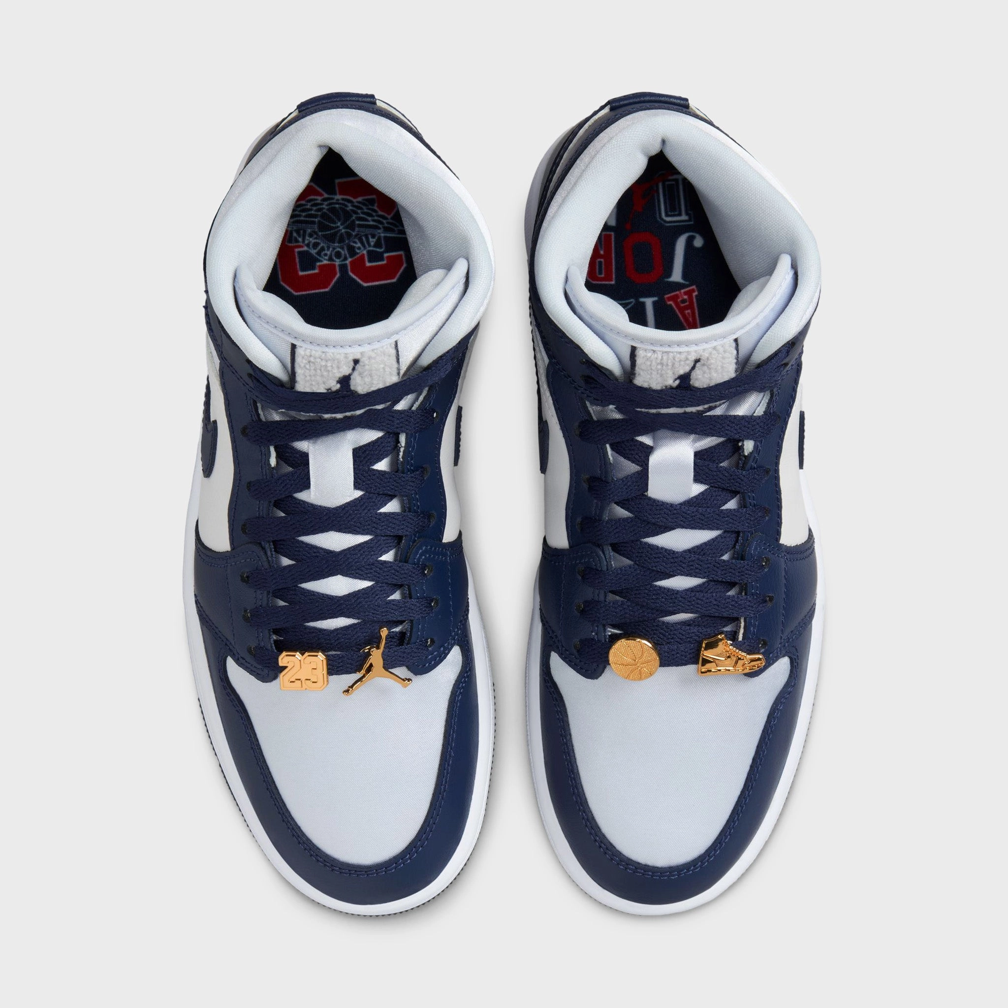 Jordan Women's 1 Mid Football Grey / Midnight Navy - White