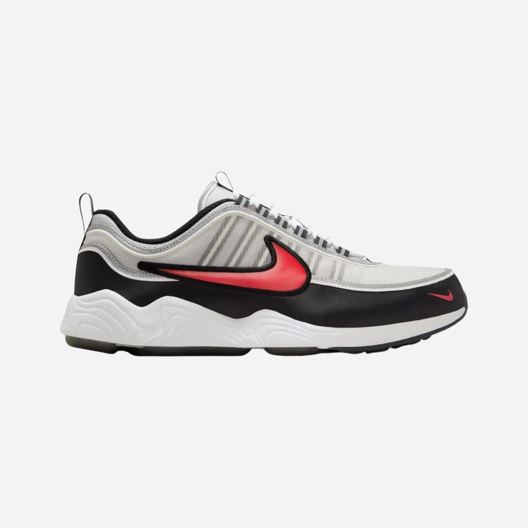 mens nike air zoom spiridon (metallic silver/sport red)