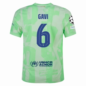 Nike Barcelona Authentic Gavi Third Jersey w/ Champions League Patches 24/25 (Barely Volt/Old Royal)