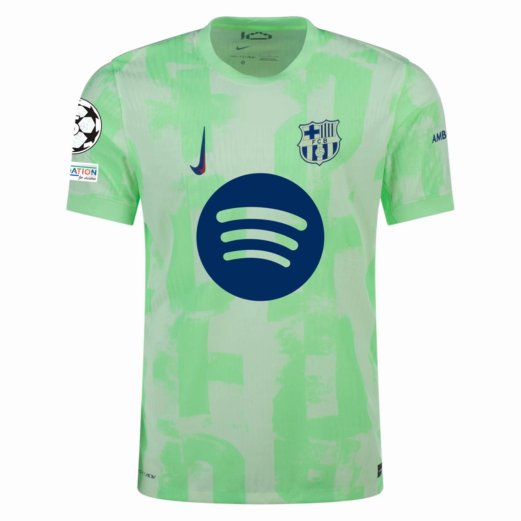 Nike Barcelona Authentic Gavi Third Jersey w/ Champions League Patches 24/25 (Barely Volt/Old Royal)