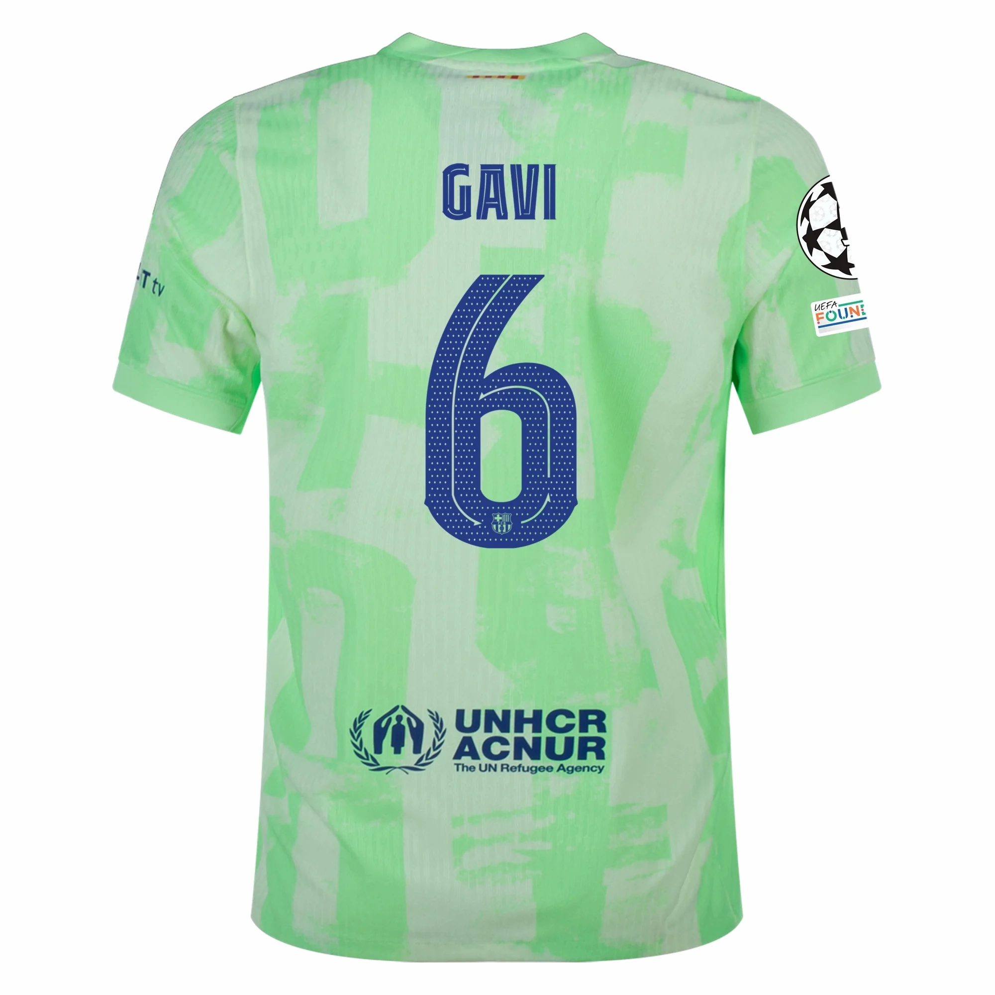 Nike Barcelona Authentic Gavi Third Jersey w/ Champions League Patches 24/25 (Barely Volt/Old Royal)