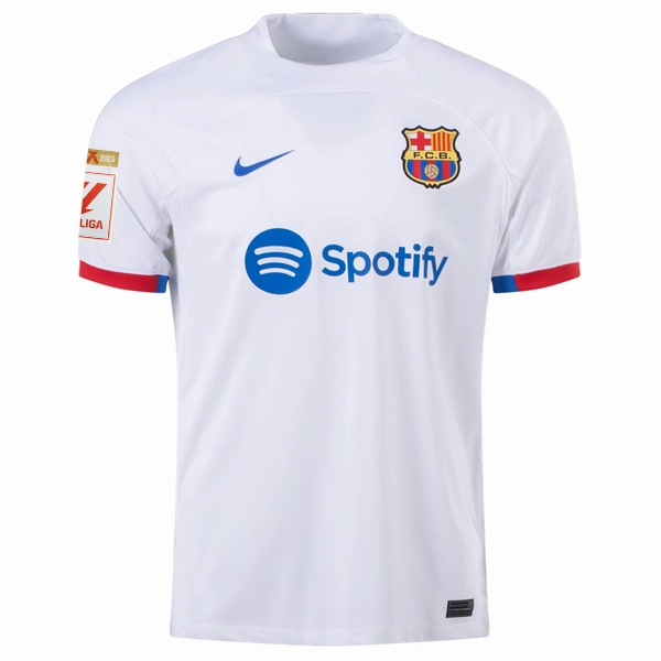 Nike Barcelona İlkay Gündoğan Away Jersey w/ La Liga Champions Patches 23/24 (White/Royal Blue)