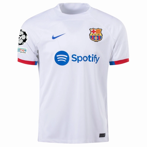 Nike Barcelona Oriol Romeu Away Jersey w/ Champions League Patches 23/24 (White/Royal Blue)