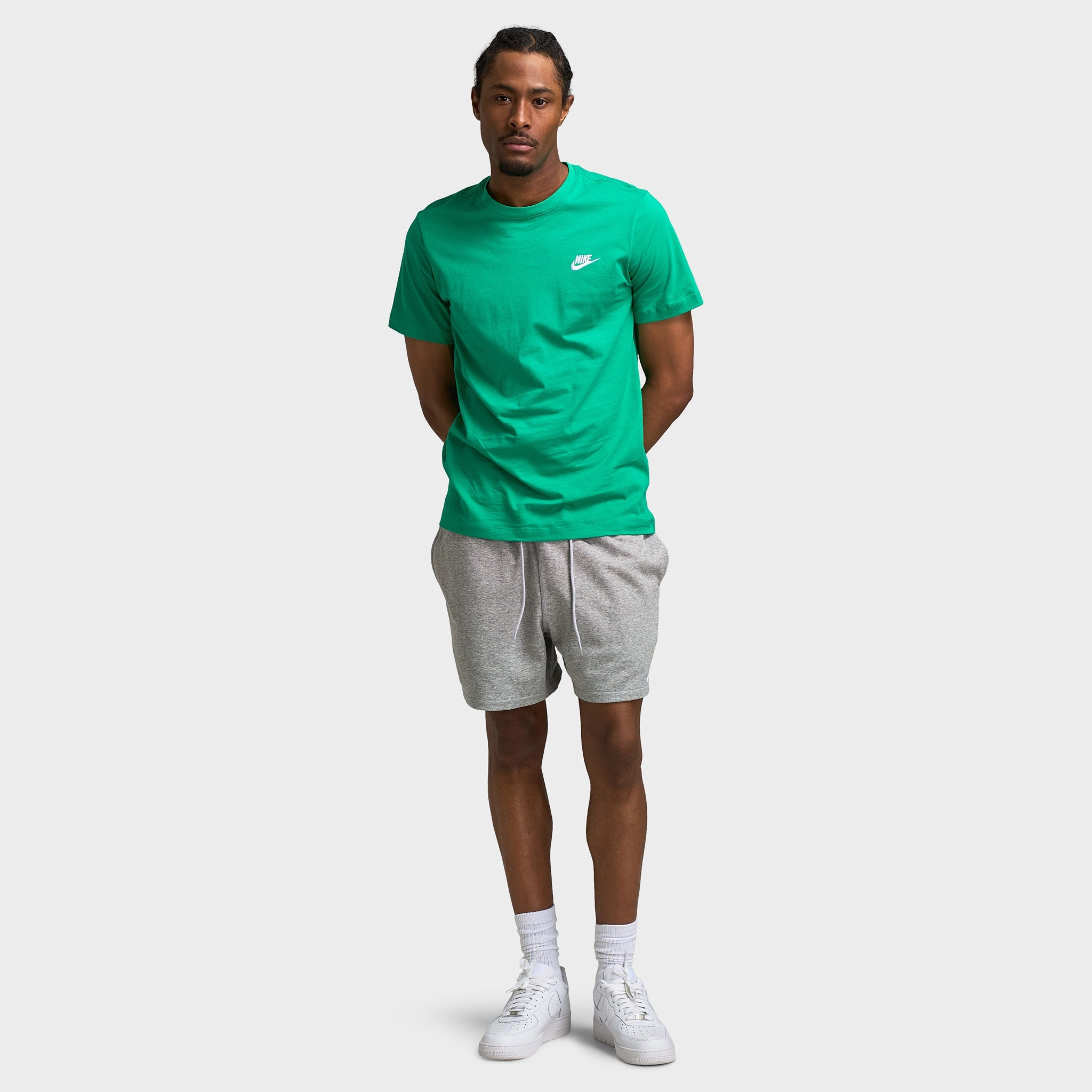 Nike Club French Terry Flow Shorts Dark Grey Heather / Lt Smoke Grey - White