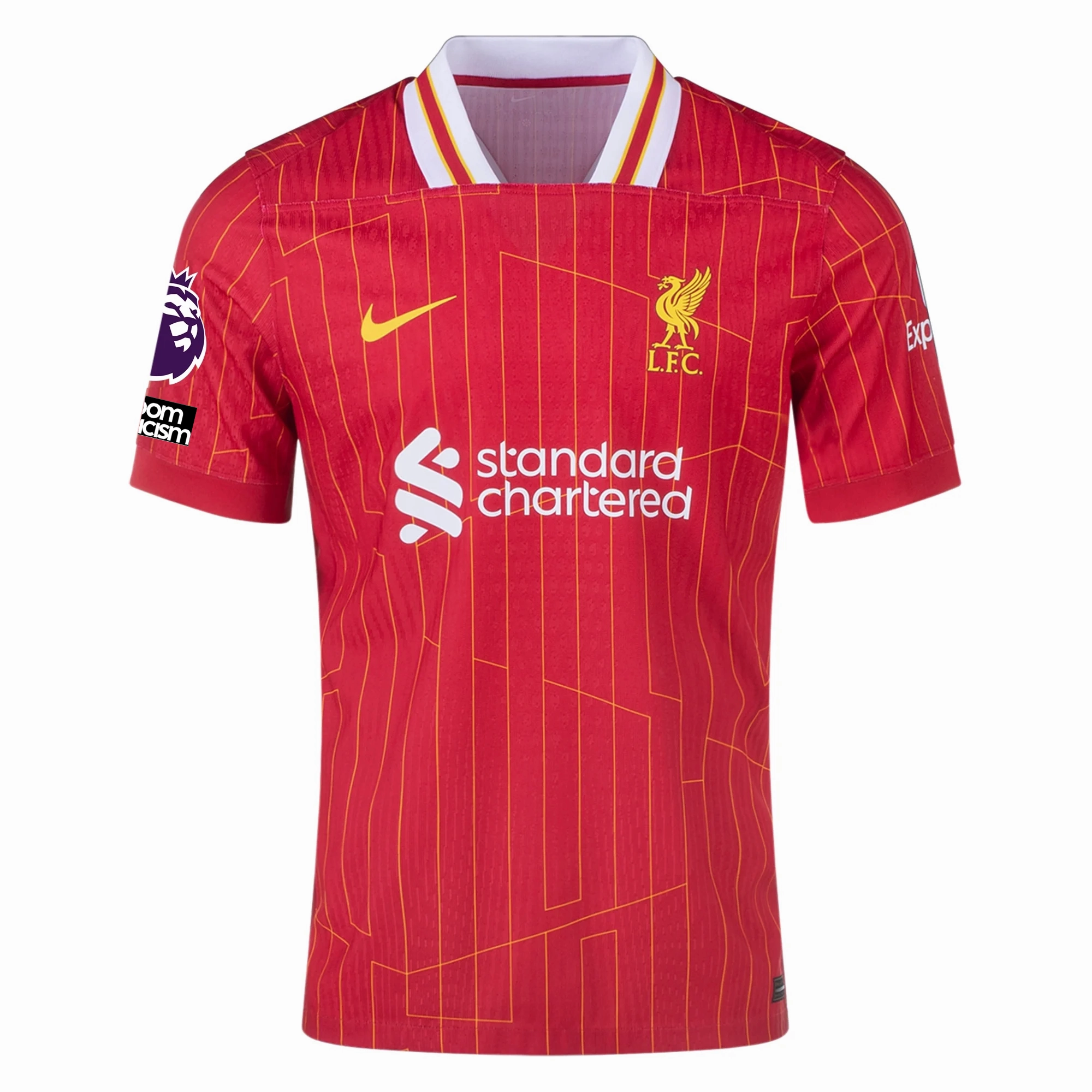 Nike Liverpool Match Authentic Cody Gakpo Home Jersey w/ EPL   No Room For Racism Patches 24/25 (Gym Red/Chrome Yellow)