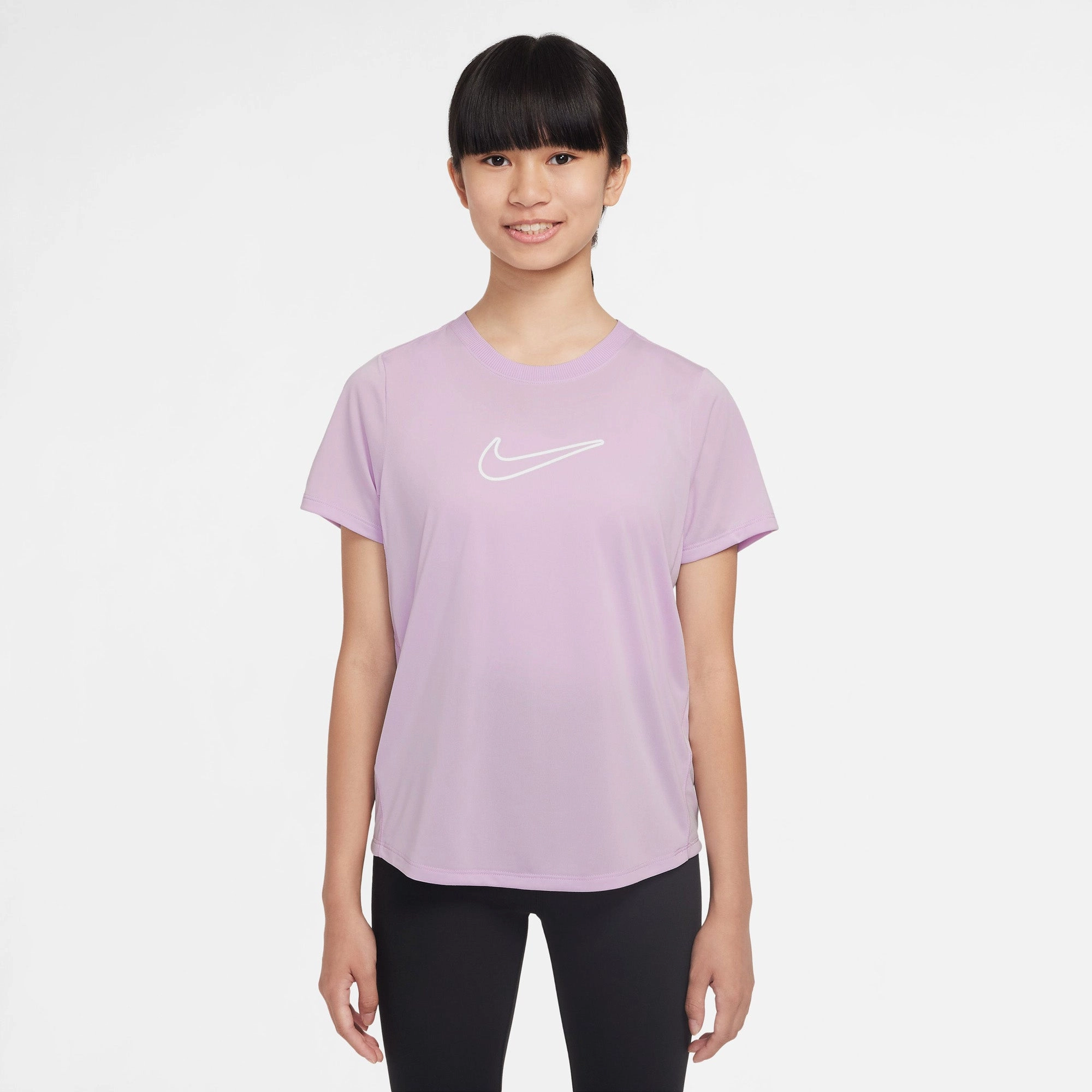 Nike One Fitted Big Kids Girls Dri-Fit Short Sleeve Top