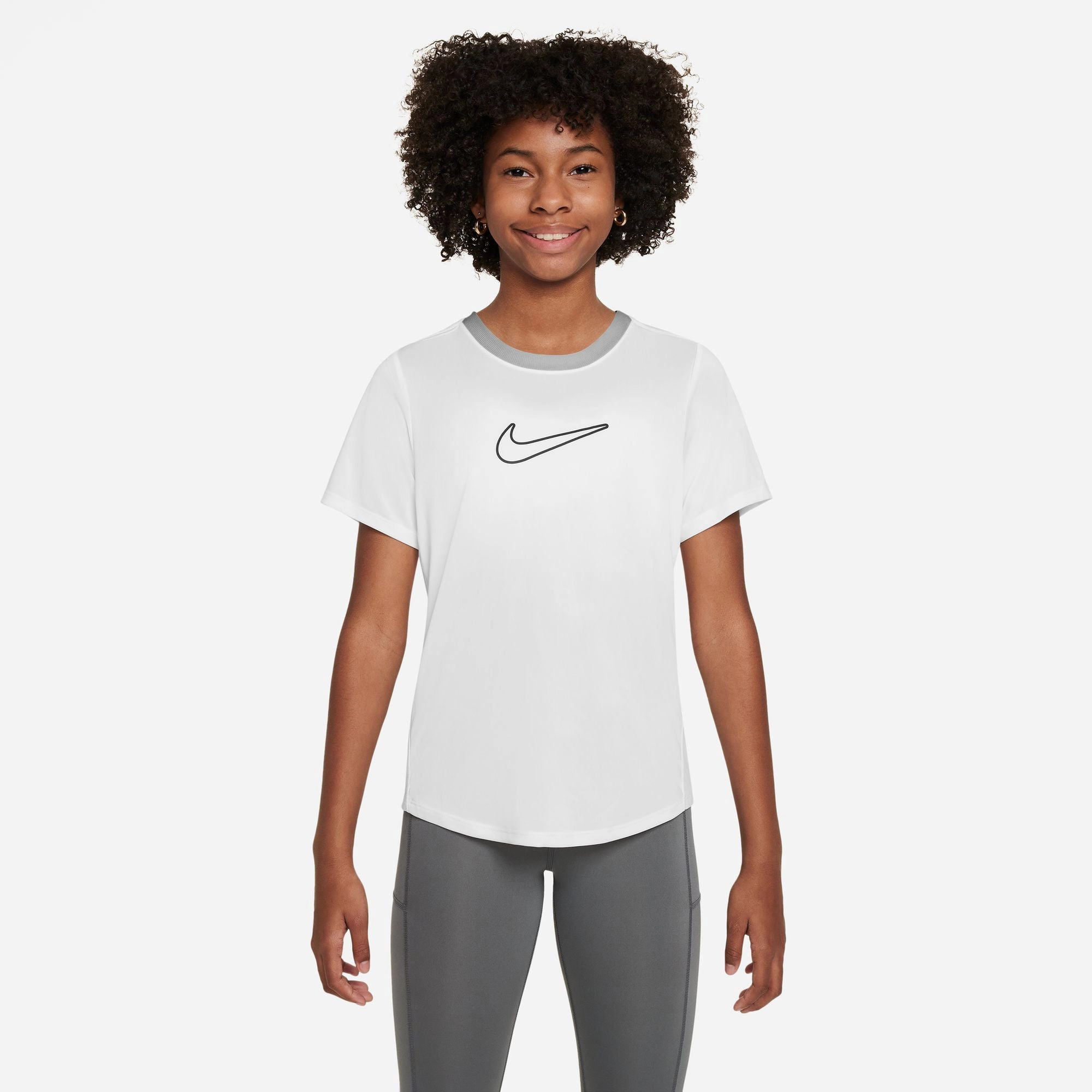 Nike One Fitted Big Kids Girls Dri-Fit Short Sleeve Top