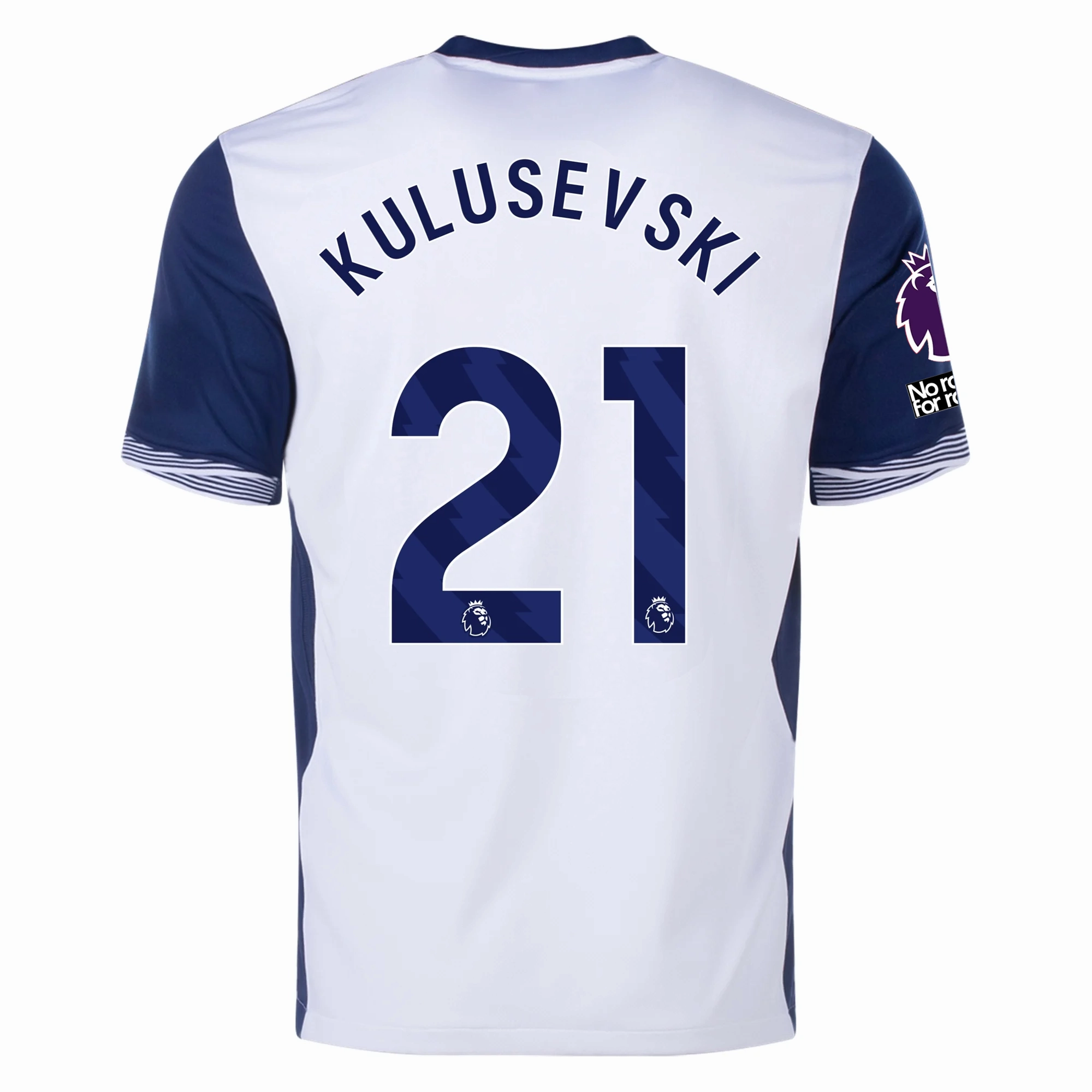Nike Tottenham Dejan Kulusevski Home Jersey w/ EPL   No Room For Racism Patches 24/25 (White/Binary Blue)