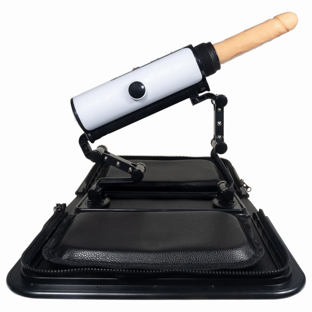 Portable Thrusting Handbag Sex Machine - Blue Gear Print
