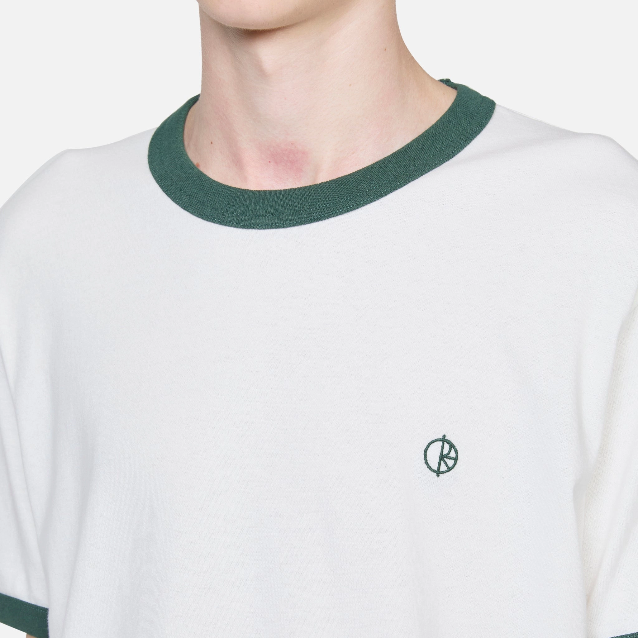 Ringer T-Shirt Cloud White | Dark Green