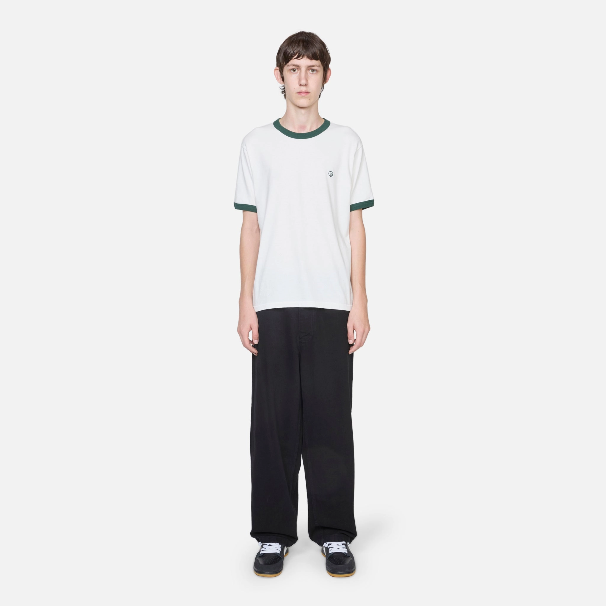 Ringer T-Shirt Cloud White | Dark Green