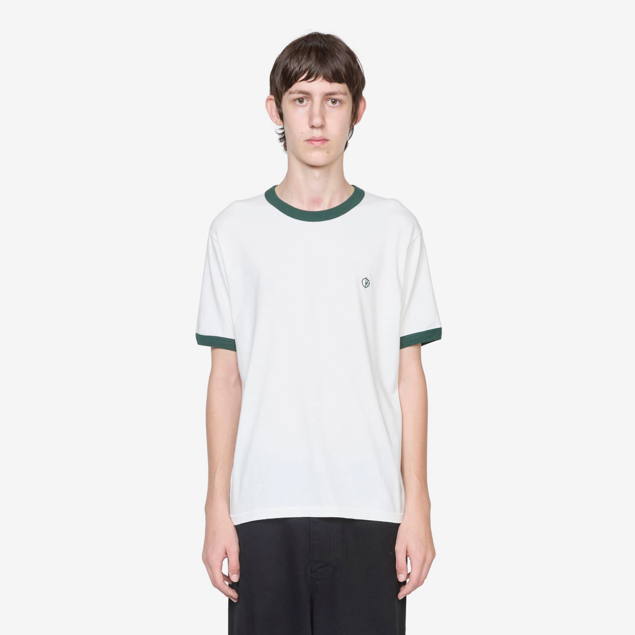 Ringer T-Shirt Cloud White | Dark Green
