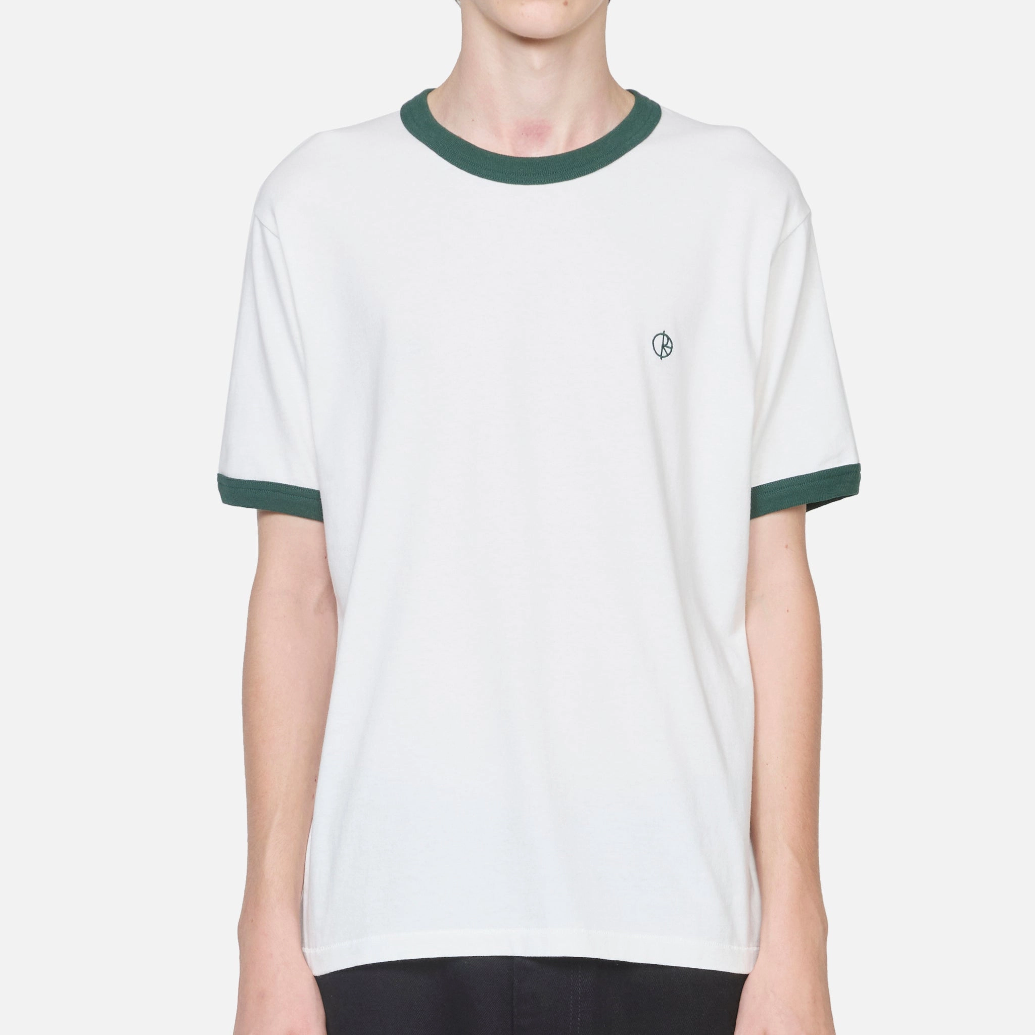 Ringer T-Shirt Cloud White | Dark Green