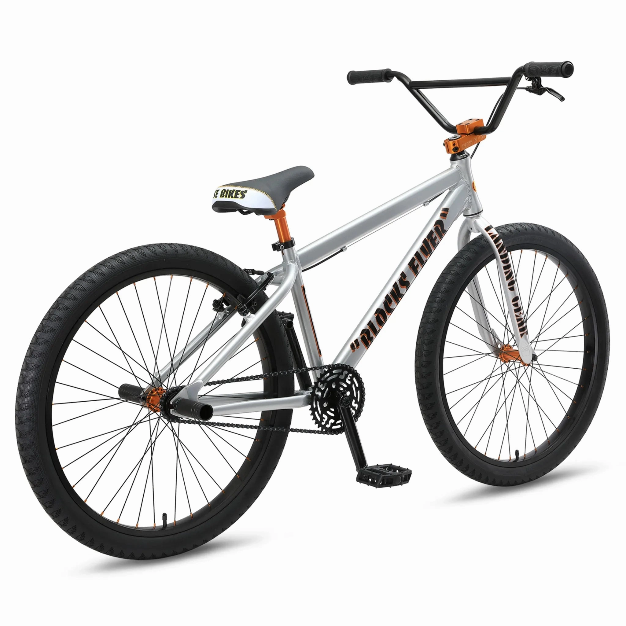 SE Bikes Blocks Flyer 26 BMX Bike Iced Out Silver 2024