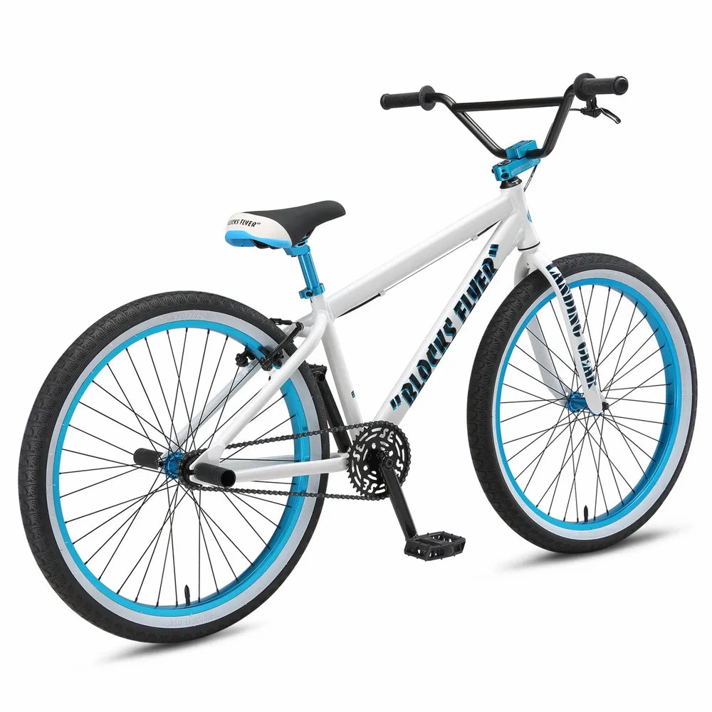 SE Bikes Blocks Flyer 26 BMX Bike White / Blue 2024